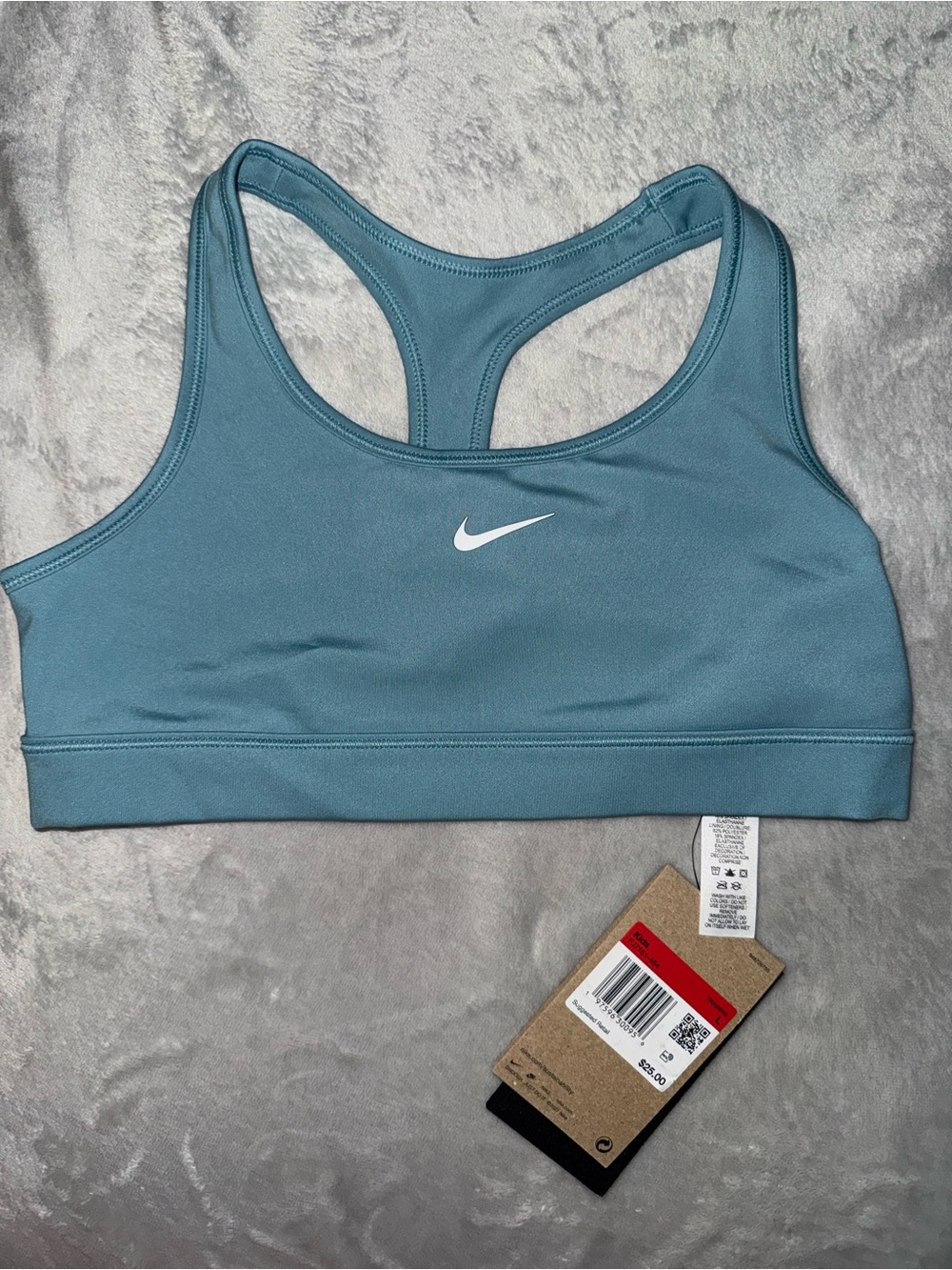 Nike Teal Racerback Sports Bra with White Swoosh girls  L